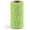 Šňůra a provázek Barevný provázek z bavlny - zelený / bílý - 50 m