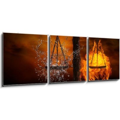 Obraz 3D třídílný - 150 x 50 cm - Balance between fire and water Rovnováha mezi ohněm a vodou – Zboží Mobilmania