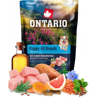 Ontario Puppy & Junior All Breeds Monoprotein Turkey & Sweet Potatoes 0,1 kg – Hledejceny.cz