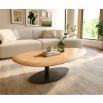 Delife Edge oválný 140x75 cm dub přírodní kulatá hrana Sarity nerezová ocel broušená – Hledejceny.cz