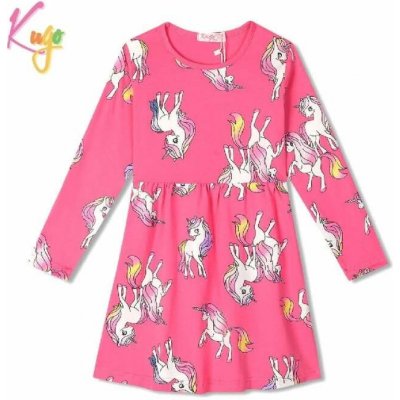 Kugo dívčí šaty dl.r. HC9358 tmavě růžové – Sleviste.cz