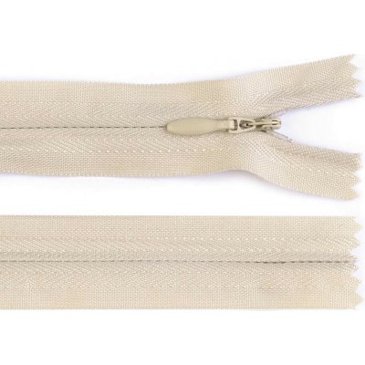 Spirálový zip skrytý šíře 3 mm, délka 45 cm - béžový (krémový) – Hledejceny.cz