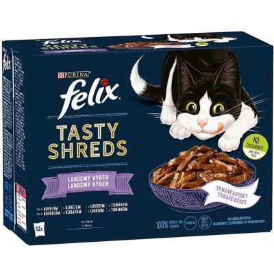 Felix Tasty Shreds lahodný výběr s rybou ve šťávě 12 x 80 g – Zboží Mobilmania