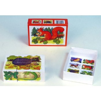 Topa Kostky kubus Lesní zvířátka 6 ks v krabičce 12,5 x 8,5 x 4 cm