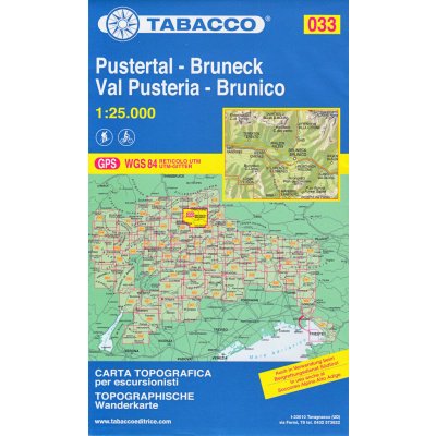 Pustertal Bruneck Val Pusteria Brunico 1:25 000 turistická mapa TABACCO 33 – Sleviste.cz