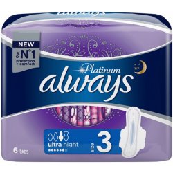 Always Platinum Ultra Night hygienické vložky s křidélky 6 ks