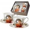 Hrnek a šálek HOME ELEMENTS Sada dvou porcelánových hrnků s podšálky Mucha světlý 270 ml