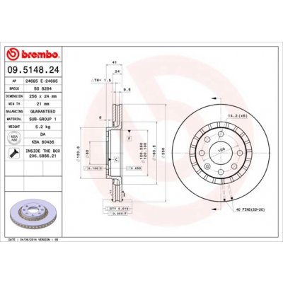 BREMBO Brzdový kotouč 09.5148.24 – Hledejceny.cz