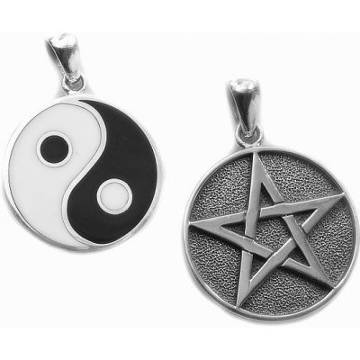 Peter Stone Jewerly Stříbrný oboustranný přívěsek Jing Jang a Pentagram 250550 – Sleviste.cz