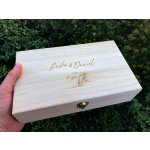 Velká dřevěná truhla na svatební přání s vlastním textem – Zboží Dáma