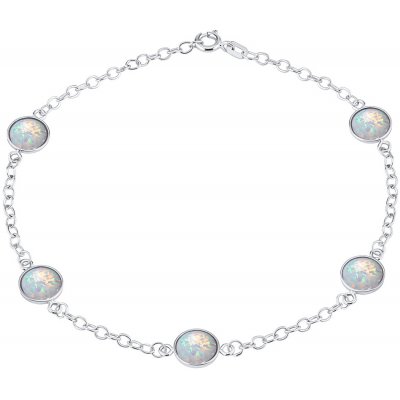 SILVEGO stříbrný řetízek na nohu Joyce se syntetickým bílým opálem SILVEGOB6068AOW – Hledejceny.cz