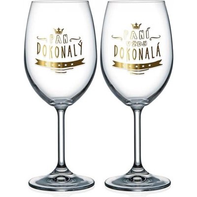 Nekupto Sklenice na víno pro pár Paní dokonalá a Pan dokonalý 440 ml – Zboží Dáma
