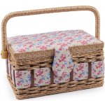 Kazeta / košík na šití čalouněný Varianta: 16 béžová světlá květy, Balení: 1 ks – Zboží Mobilmania