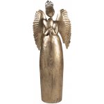 Clayre & Eef Zlatá antik kovová veliká dekorace anděl se srdcem Christmas Angel 36*15*100 cm – Hledejceny.cz