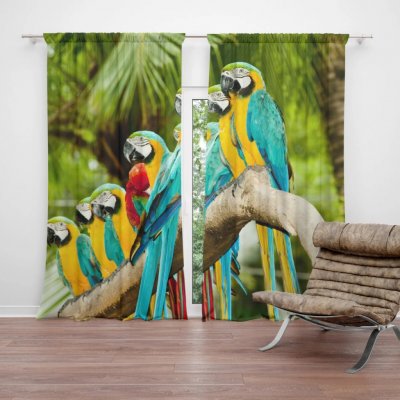 Sablio Závěs Papoušci na větvi: 2ks 140x250cm – Hledejceny.cz