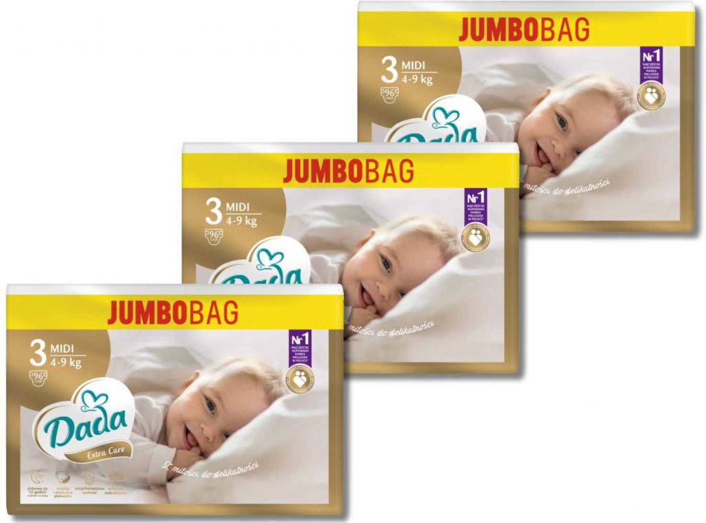 DadaJUMBOBAG Extra Care 3 Midi 4-9 kg 288 ks