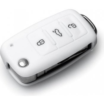 Klíčenka Ochranné silikonové pouzdro na klíč pro VW/Seat/Škoda s vystřelovacím klíčem bílá