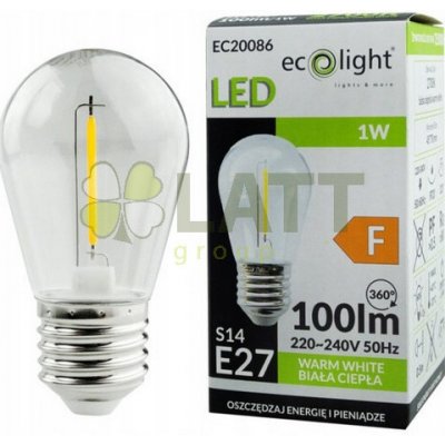 ECOLIGHT LED žárovka E27 - S14 - 1W - 100lm - teplá bílá – Zbozi.Blesk.cz
