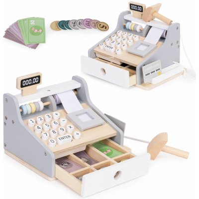 EcoToys Dřevěná pokladna pro děti se skenerem Bankovky Mince Karty – Zboží Dáma EcoToys Dřevěná pokladna pro děti se skenerem Bankovky Mince Karty – Zboží Dáma