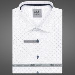 AMJ pánská bavlněná košile krátký rukáv slim fit VKSBR1368 bílá – Hledejceny.cz