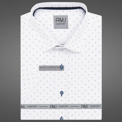 AMJ pánská bavlněná košile krátký rukáv slim fit VKSBR1368 bílá – Hledejceny.cz