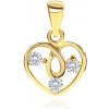 Přívěsky Šperky Eshop Přívěsek ze žlutého zlata obrys srdce zdobený čirými zirkony a kontura slzy S1GG60.39