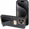 Pouzdro a kryt na mobilní telefon Apple LEATHER Case Kickstand Apple iPhone 15 PRO MAX černé
