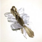 Svatební mašličky s perličkou 4 cm - bílo - kávové – Zboží Dáma