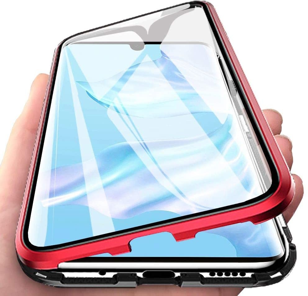 Pouzdro Beweare Magnetické oboustranné s tvrzeným sklem na Samsung Galaxy S10 Plus - červené