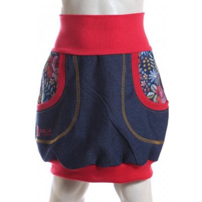 BajaDesign dívčí sportovní sukně, vyšívané květy + červená