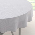 Biante Velký dekorační kulatý ubrus Monako PM-124 Pruhovaná šachovnice bílá Ø 180 cm – Zboží Dáma