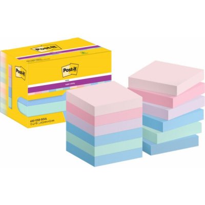 Post-it Samolepicí bločky super lepící, 47,6x47,6 mm (622-12SS-SOUL), pastelové (12x90) – Hledejceny.cz