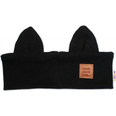 Baby Nellys Čelenka Cat s oušky pro děti Hand Made černá – Zboží Dáma