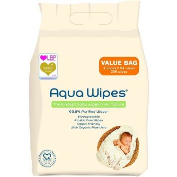 Aqua Wipes EKO vlhčené ubrousky s 99,6 % vody 4 x 64 ks od 359 Kč -  Heureka.cz