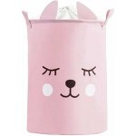 SIPO Koš uzavíratelný bavlna Bear růžový 43 L – Zboží Dáma