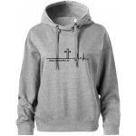 Jesus Saved My Life kříž ekg Oversized mikina dámská Moon kratší + širší Tmavě šedý melír – Zboží Dáma
