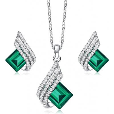 Grace Silver Jewellery stříbrná souprava šperků Swarovski Elements Marisa Smaragd SET2078-S0003(5) Zelená