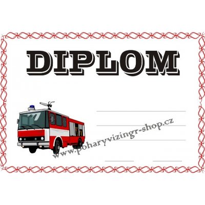 VIZINGR Hasiči diplom A4 č.4 HaDč.4 BEZ TEXTU – Zbozi.Blesk.cz
