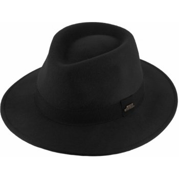 Fiebig since 1903 Cestovní nemačkavý klobouk vlněný černý s černou stuhou
