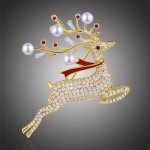 Éternelle vánoční brož Swarovski Elements Rudolf 2 vánoční sob B2049 zlatá – Zboží Dáma