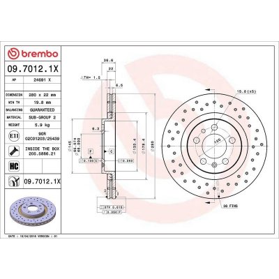 Brzdový kotouč BREMBO 09.7012.1X – Hledejceny.cz