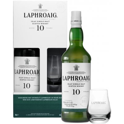 Laphroaig 10y 40% 0,7 l (dárkové balení 1 sklenice) – Hledejceny.cz