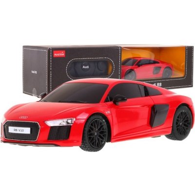 RASTAR Audi R8 licence LED metalický lak odpružená př. kola červená 1:24