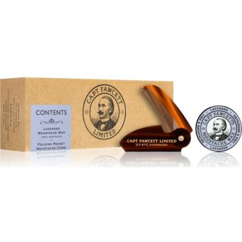 Captain Fawcett Limited Sandalwood vosk na knír 15 ml + skládací hřeben na knír dárková sada