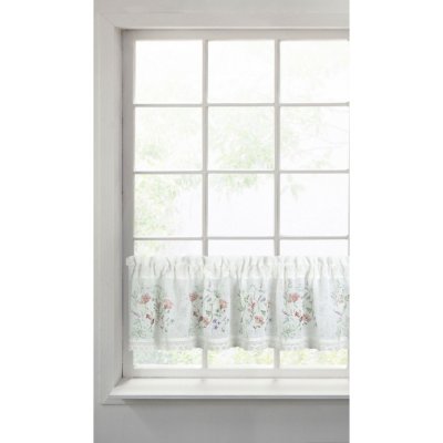 Vitrážková záclona s rostlinným motivem biela Šírka 150 cm | Dĺžka 30 cm