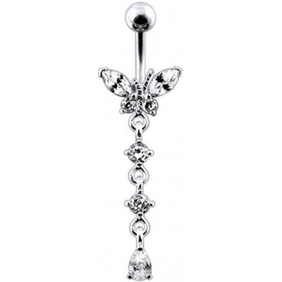 Šperky4U stříbrný piercing do pupíku motýlek BP01302-C – Zboží Dáma