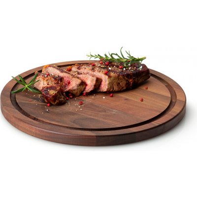 Prkénko na servírování steaků 28 cm kulaté ořechové dřevo - Continenta – Zboží Mobilmania