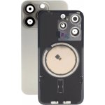 Kryt Apple iPhone 15 Pro Sklo Zadního Housingu + Sklíčko Kamery + Kovová Destička + Magsafe Magnet Natural Titanium – Zboží Živě