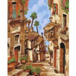 MALUJEŠ Malování podle čísel GUIDO BORELLI STRMÁ ITALSKÁ ULIČKA Rozměr 80 x 100 cm Rámování vypnuté plátno na rám – Zboží Dáma