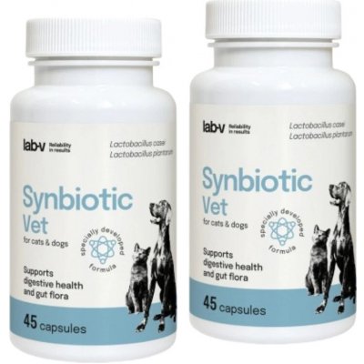 LAB-V Synbiotic Vet podpora zdraví trávicího traktu a střevní mikroflóry pro psy a kočky 45 kapslí – Hledejceny.cz